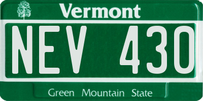 VT license plate NEV430