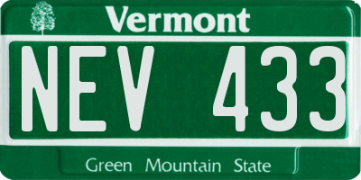 VT license plate NEV433