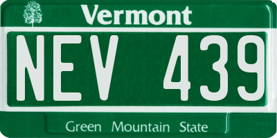 VT license plate NEV439