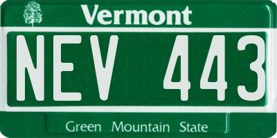 VT license plate NEV443