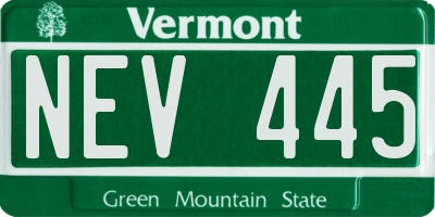 VT license plate NEV445