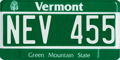 VT license plate NEV455