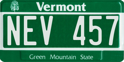 VT license plate NEV457