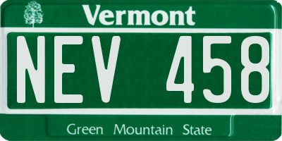 VT license plate NEV458