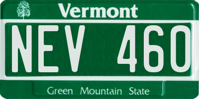 VT license plate NEV460