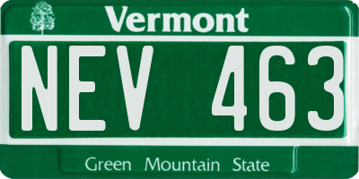 VT license plate NEV463