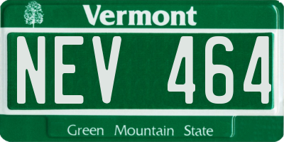 VT license plate NEV464