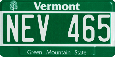 VT license plate NEV465