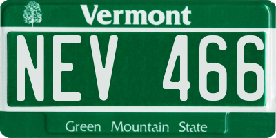 VT license plate NEV466