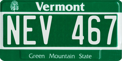 VT license plate NEV467