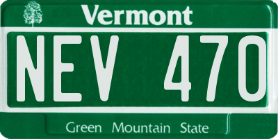VT license plate NEV470