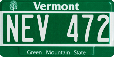 VT license plate NEV472