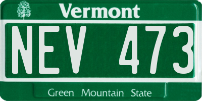 VT license plate NEV473