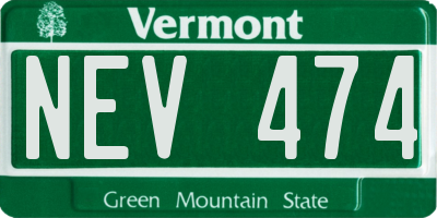 VT license plate NEV474