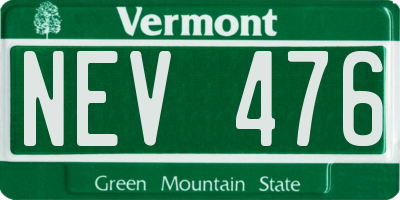 VT license plate NEV476