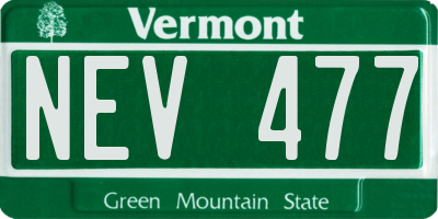 VT license plate NEV477
