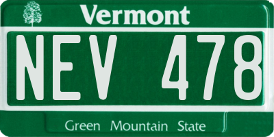 VT license plate NEV478