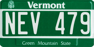 VT license plate NEV479