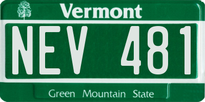 VT license plate NEV481