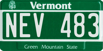 VT license plate NEV483