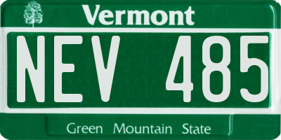 VT license plate NEV485