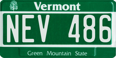 VT license plate NEV486