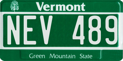 VT license plate NEV489