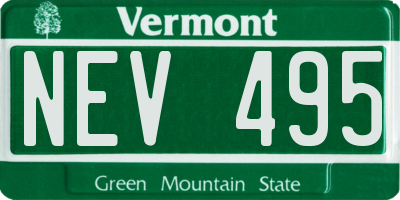 VT license plate NEV495