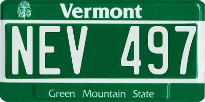 VT license plate NEV497