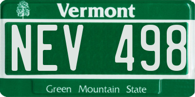 VT license plate NEV498