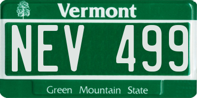 VT license plate NEV499