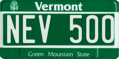 VT license plate NEV500