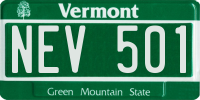 VT license plate NEV501