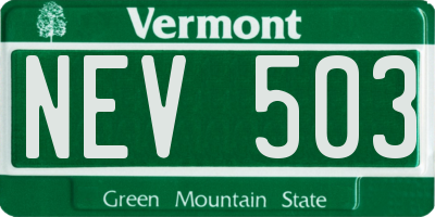 VT license plate NEV503