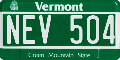 VT license plate NEV504