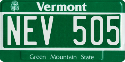 VT license plate NEV505