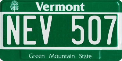 VT license plate NEV507