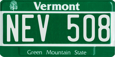 VT license plate NEV508