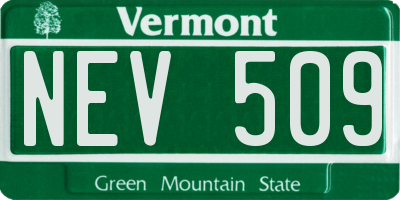 VT license plate NEV509
