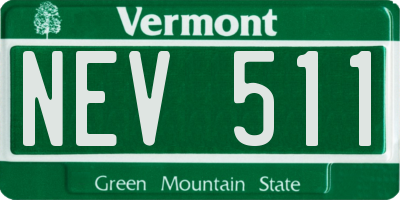 VT license plate NEV511