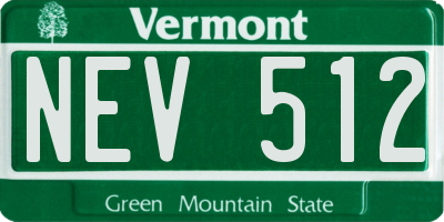 VT license plate NEV512