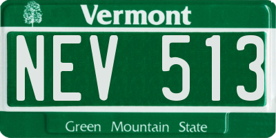 VT license plate NEV513
