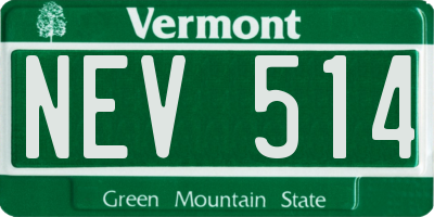 VT license plate NEV514