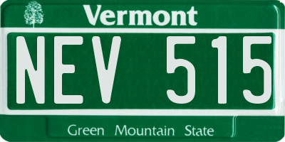 VT license plate NEV515