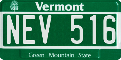 VT license plate NEV516