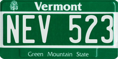 VT license plate NEV523
