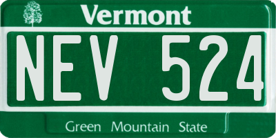 VT license plate NEV524