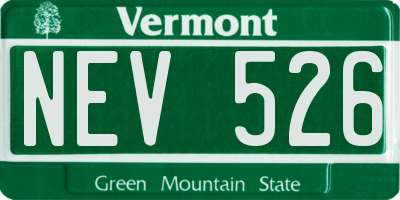 VT license plate NEV526
