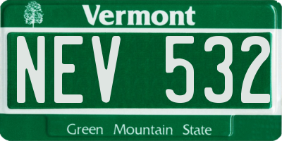 VT license plate NEV532