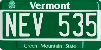 VT license plate NEV535